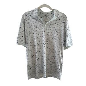Swannies Co Polo Shirt Men's Medium White Speckle Print Short Sleeve Golf Casual
